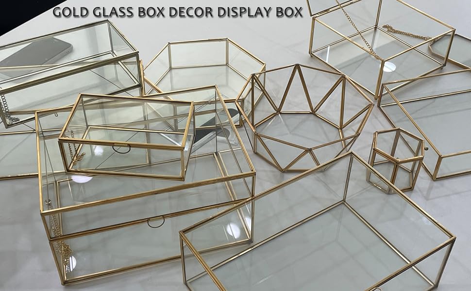 Gold glass box display box