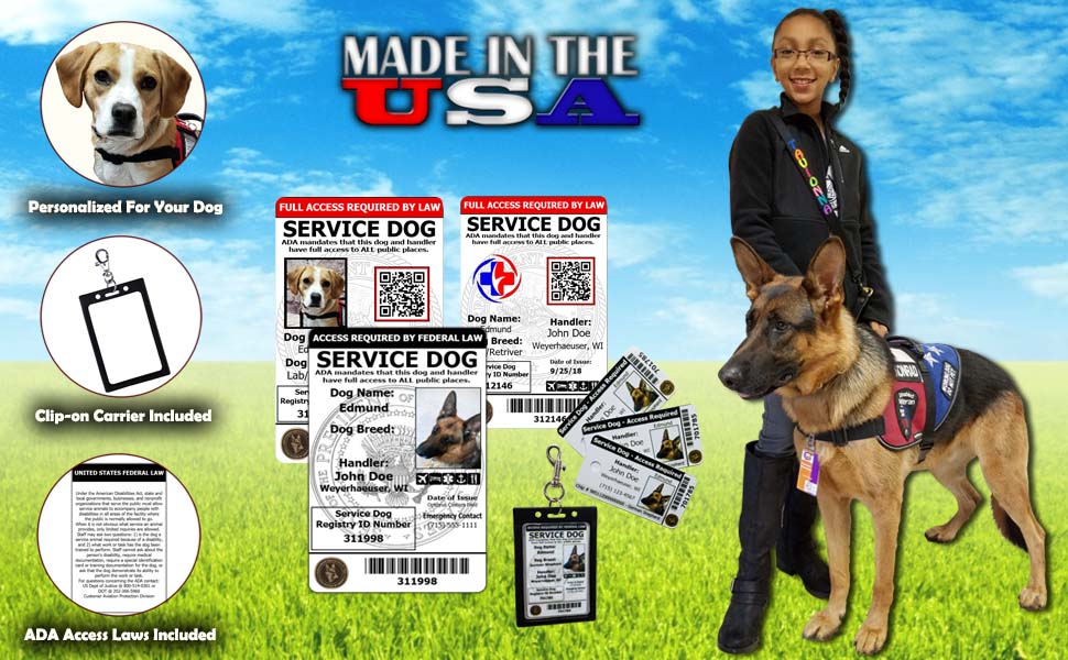 service dog identification card id card public access with service dog dog photo card