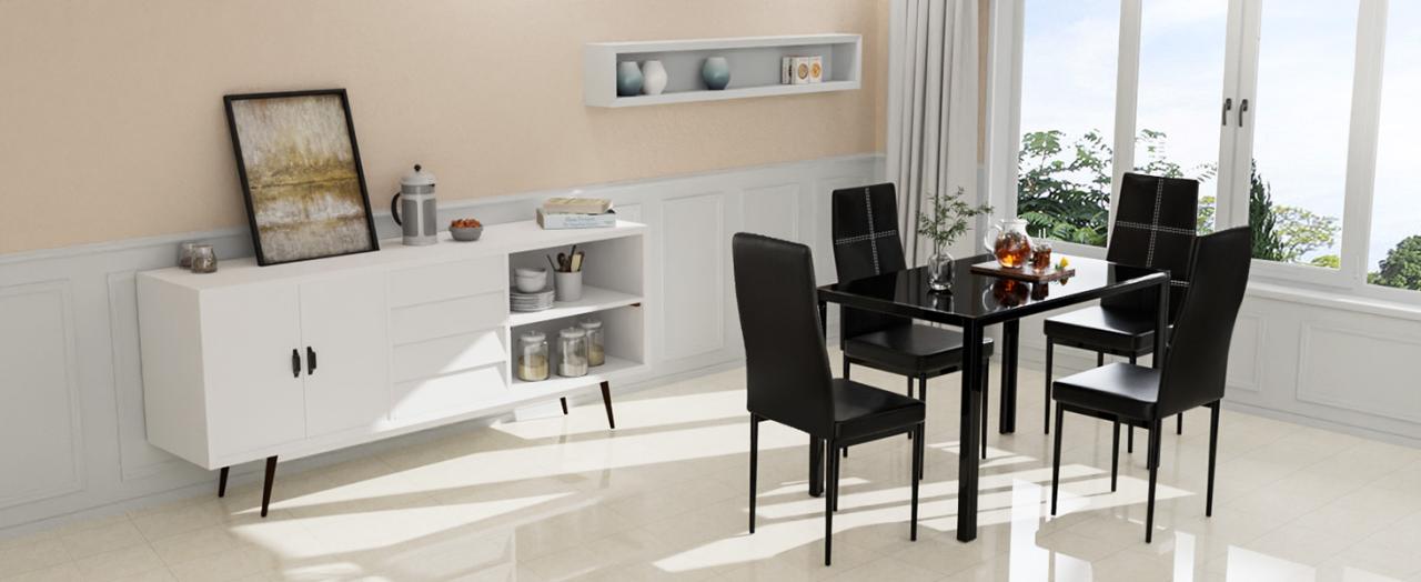 black dining table set for 4