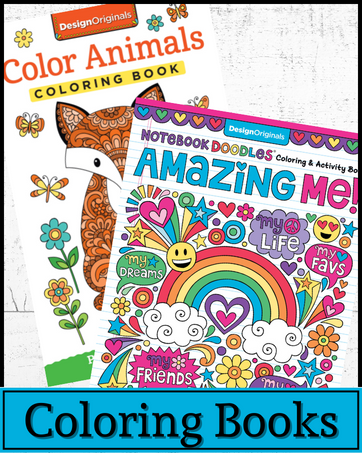 Cover images of Color Animals and Notebook Doodles Amazing Me with text, 