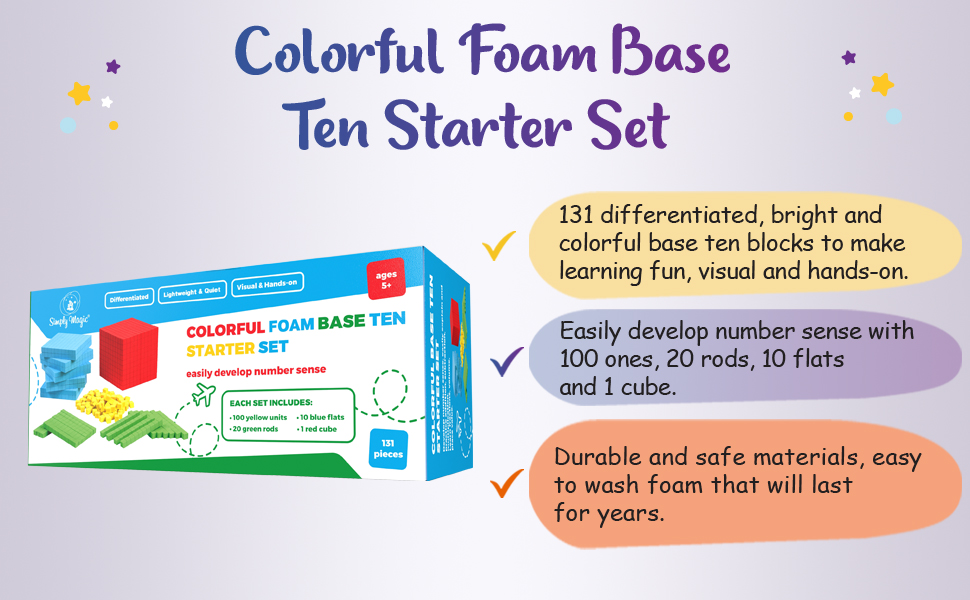 foam base ten base ten starter set math blocks ones tens hundreds tens and ones manipulatives