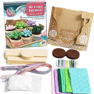 All inclusive bundle succulent sewing craft kit - makes 6 plushies