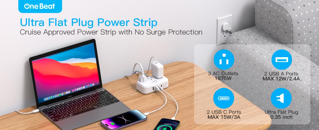 Flat Plug Power Strip