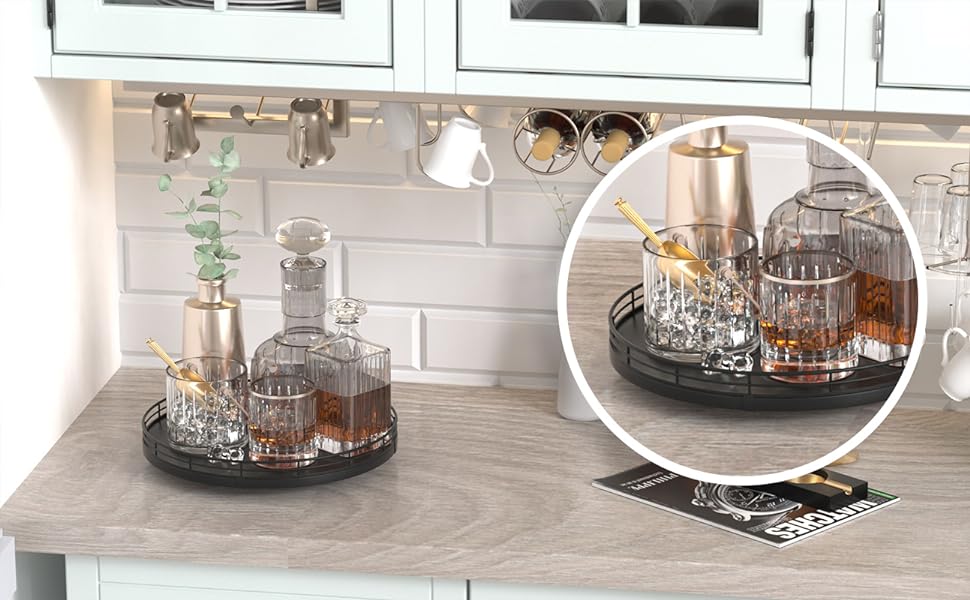 black lazy susan turntable organizer