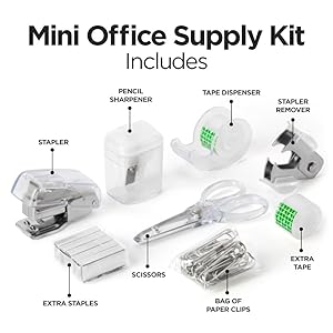 Mini Kit Stapler Tape Sharpener Clip