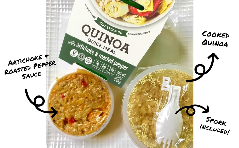 quinoa quick meal quinoa artichoke roasted pepper spork spoon included