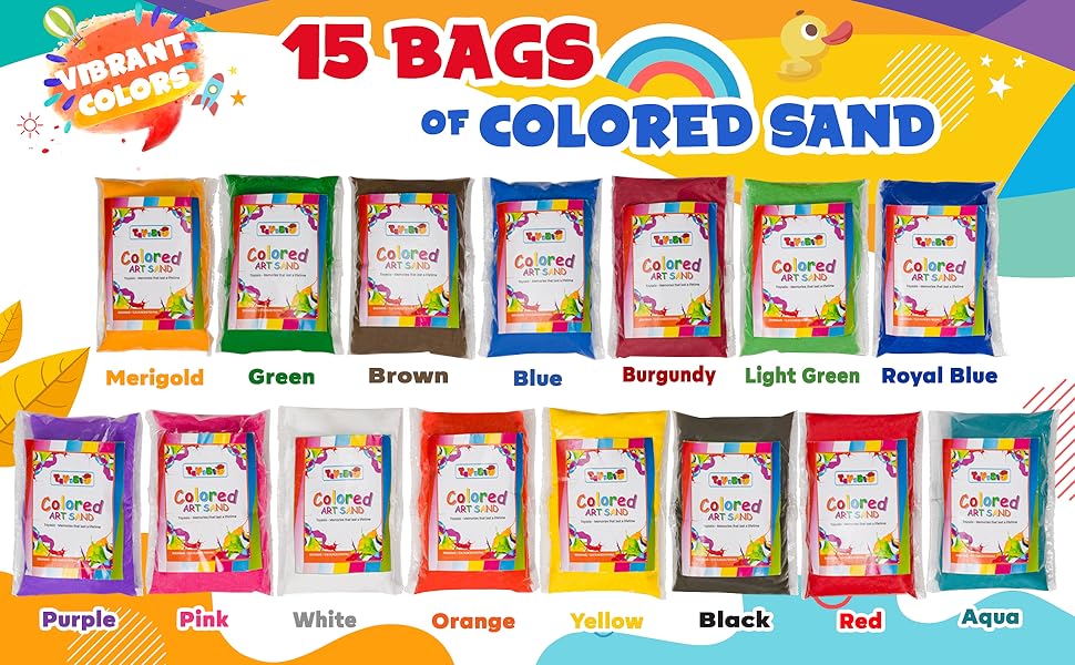 15 bags of colored sand