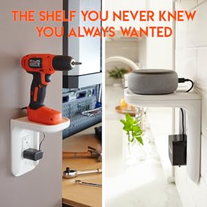  Echo dot shelf Bathroom outlet shelf Command shelf Wall outlet organizer Outlet stand Power perch