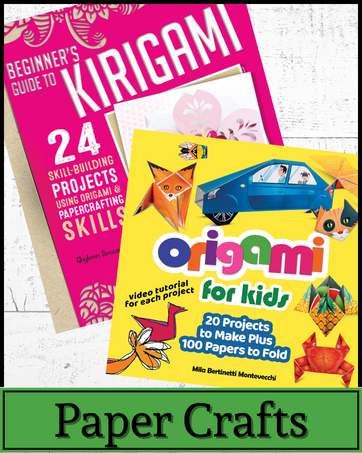 Covers for Beginner's Guide to Kirigami and Origami for Kids and text, "Paper Crafts."