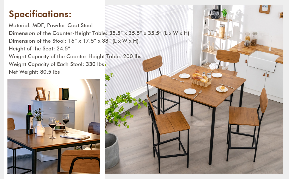 5-Piece Dining Table Set