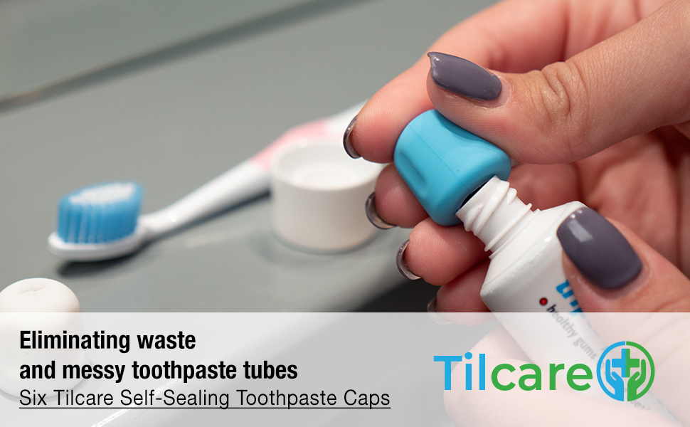 Tilcare's toothpaste cap helps eliminate waste and messy toothpaste tubes.