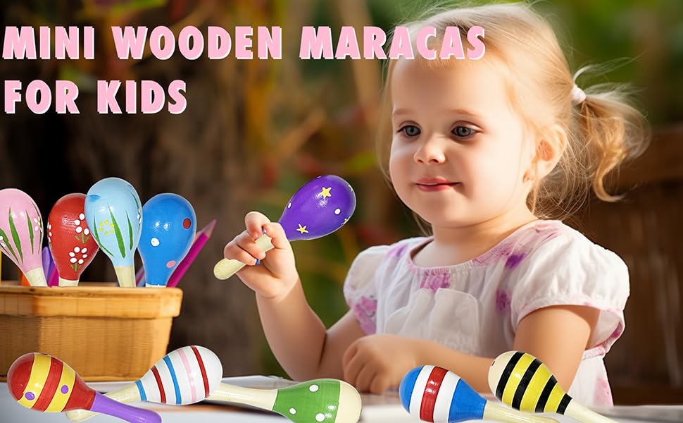 Lovely 10 Pack Kids Colorful Mini Wooden Maracas