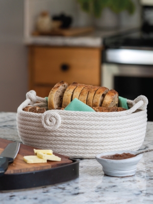 Photo of a Bread Basket with Knot Handles.