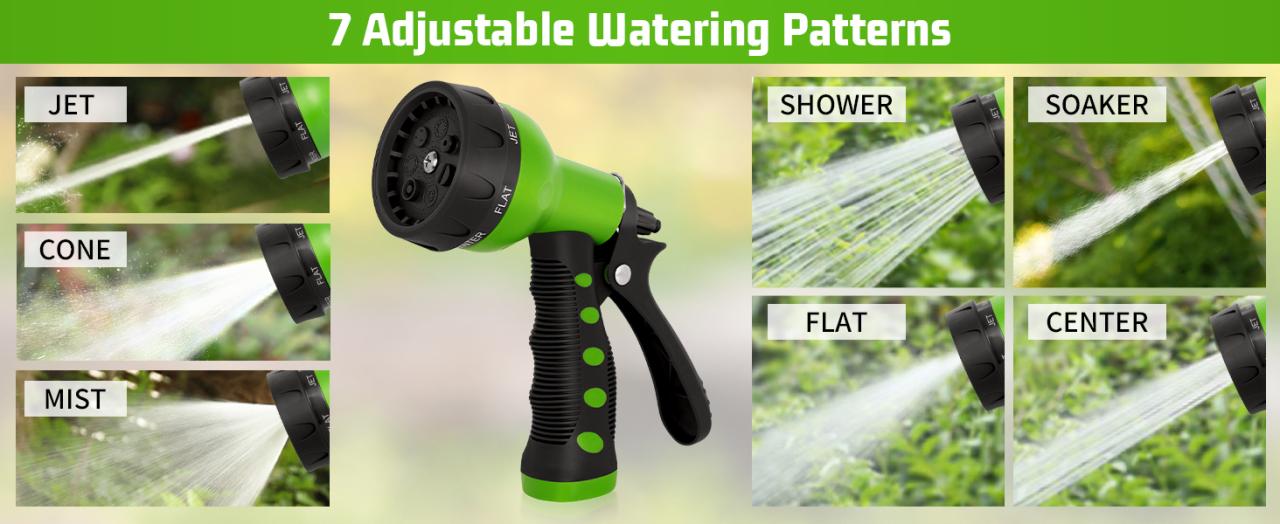 7 ADJUSTABLE WATERING PATTERNS