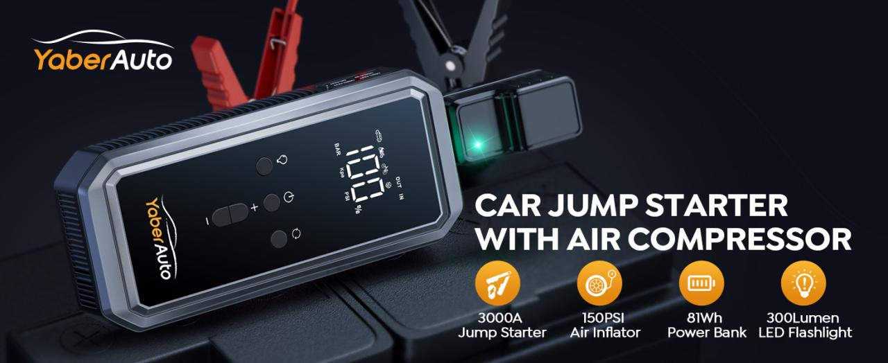 jump starter with air compressor car battery jump starter portable car jump starter battery pack