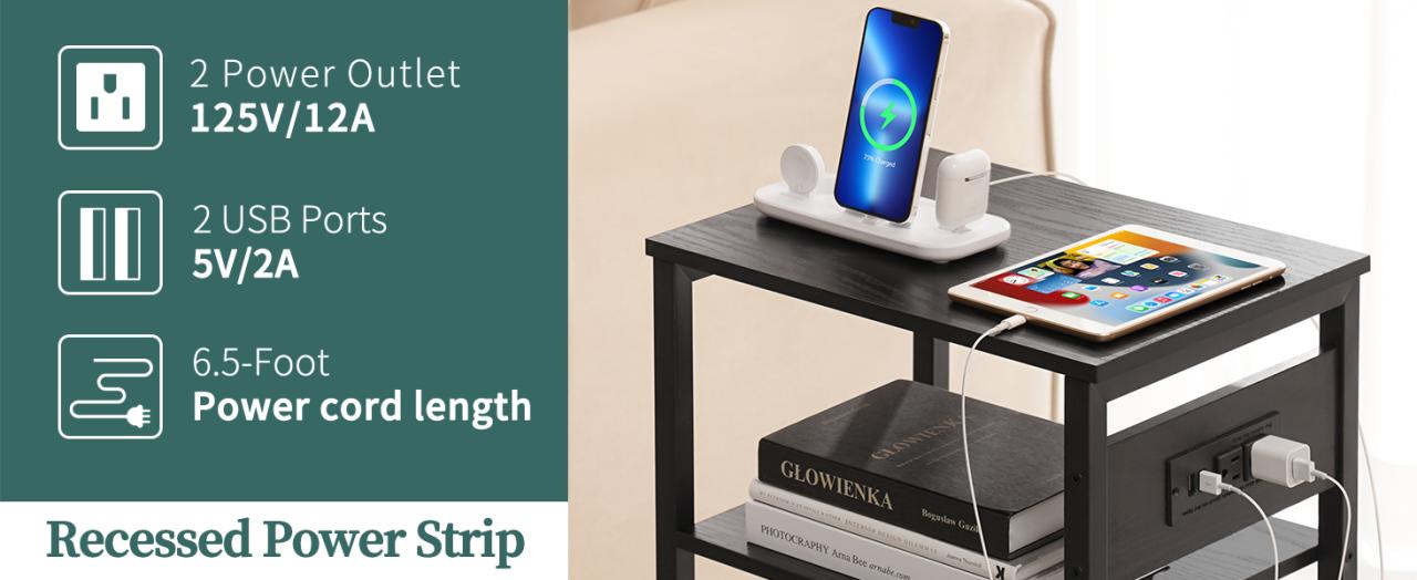 side table with charging station