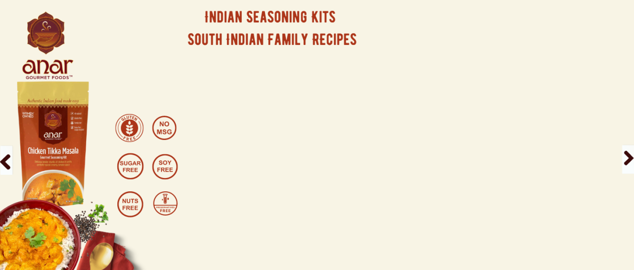 Anar Gourmet Foods Indian seasoning kits 