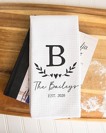 wedding monogram kitchen towel