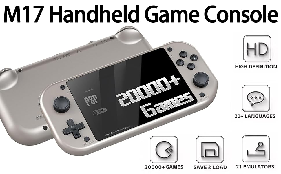 M17 Retro Handheld Game Console with Built-in 20000+ Games