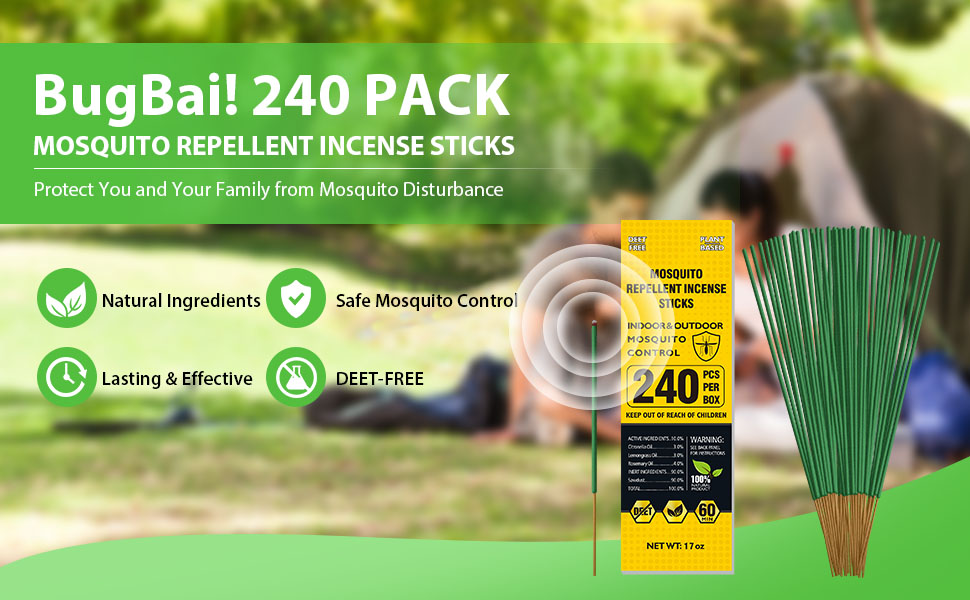 240 PCS Natural Mosquito Repellent Incense Sticks