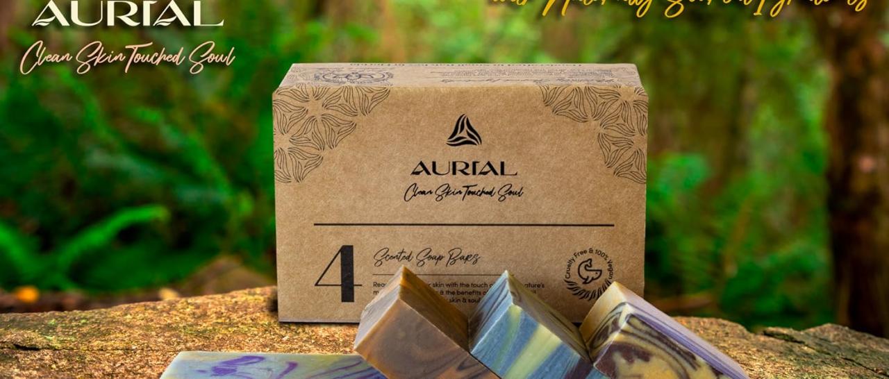 Aurial Handmade bar Soap, essential oils with hemp seed oil, cold processed, organic.