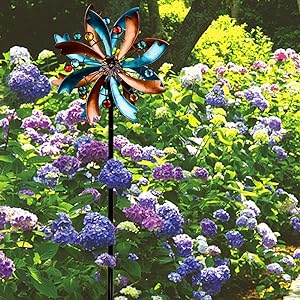 Solar Wind Spinner with Metal Garden Stake