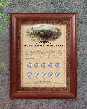 BUFFALO NICKEL COLLECTION, FRAMED, APLUS