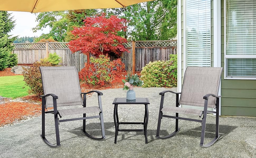 3 Piece Outdoor Rocking Bistro Set