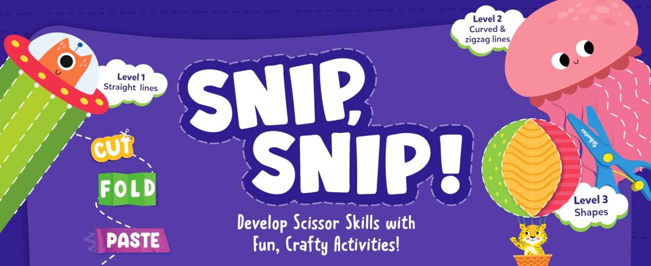 paper cut fold paste activity with snip snip craft kit and develop scissor skills 