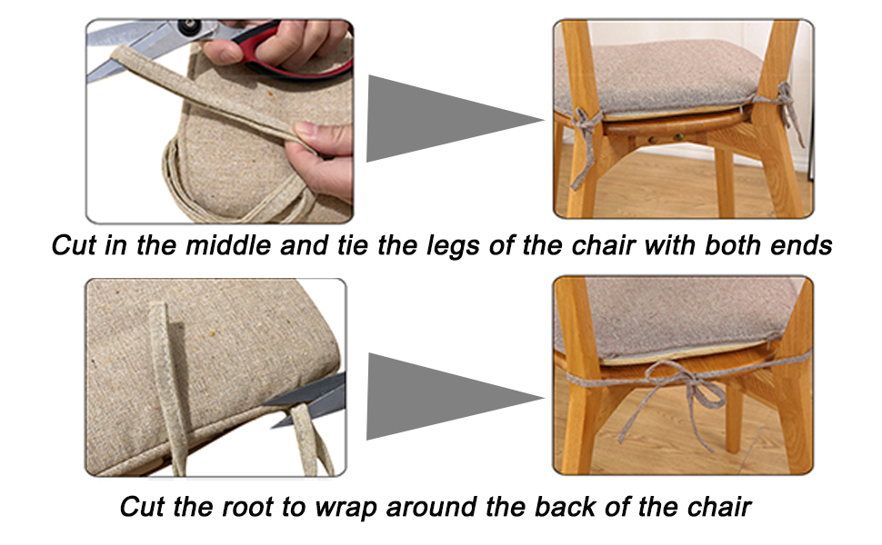 The ties can be cut to suit different types of chairs