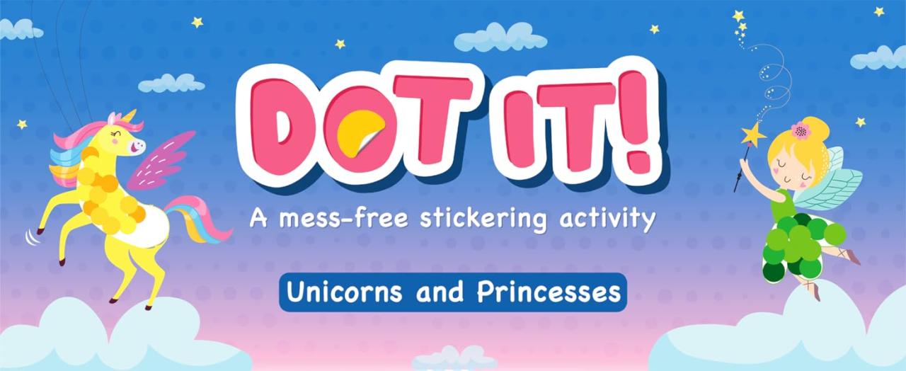 Dot it! - sticker art activity with unicorn and princess theme