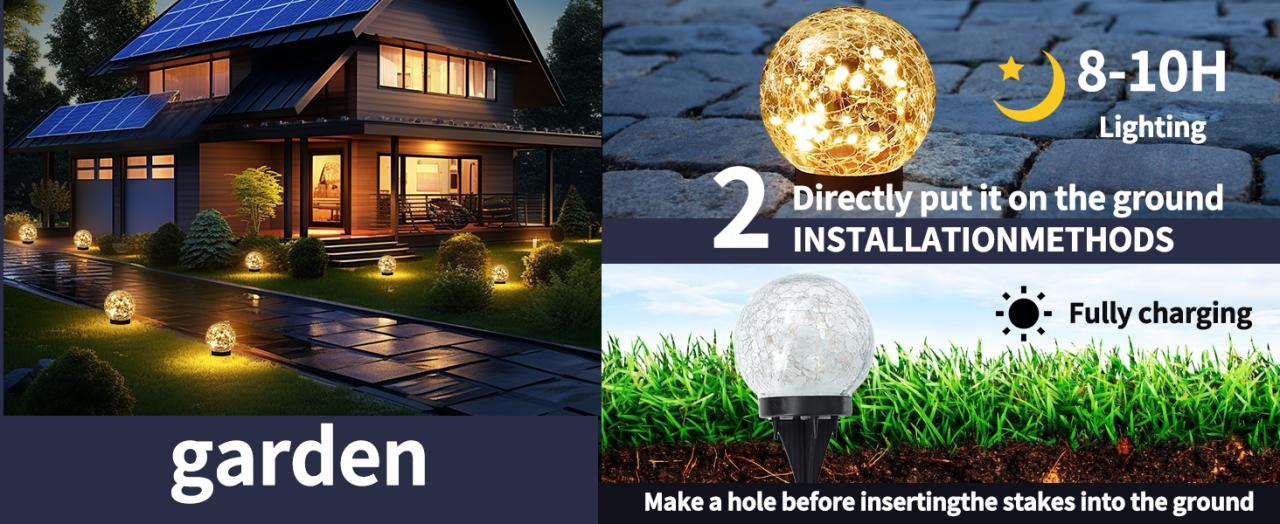 Solar Globe Lights Outdoor Waterproof