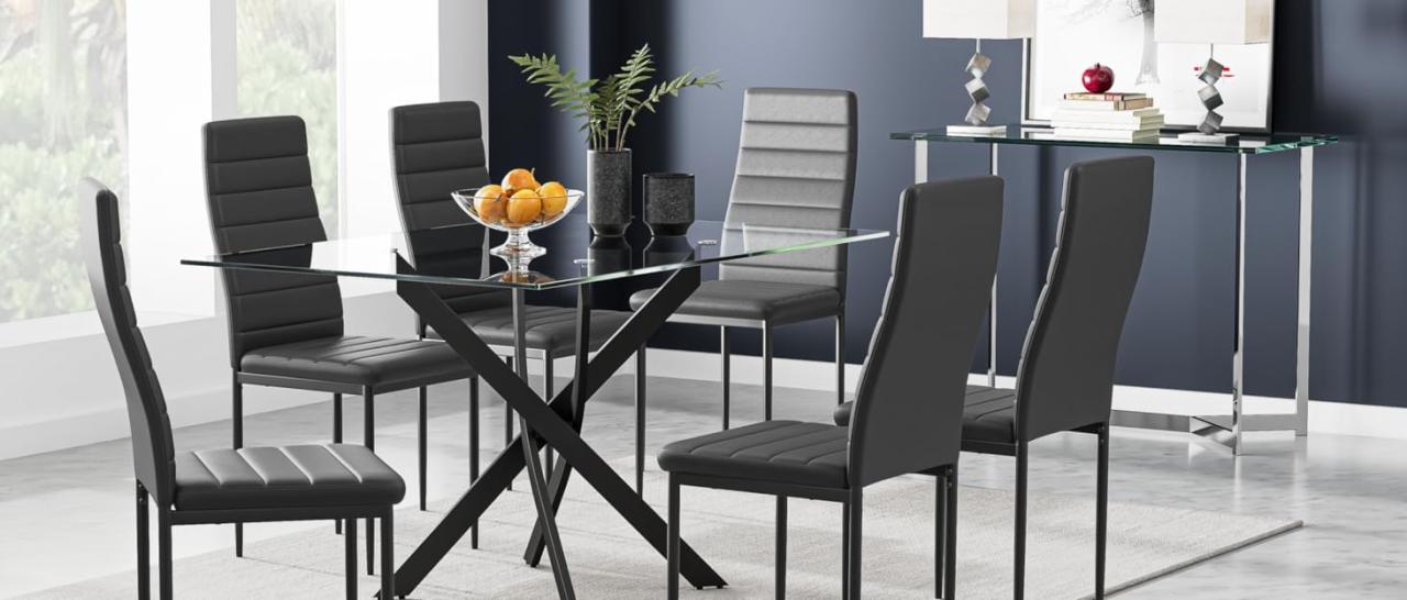 glass dining table set