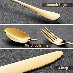 Gold Silverware Set, Stainless Steel Flatware Set, Cutlery Set For Home Kitchen Restaurant Hotel