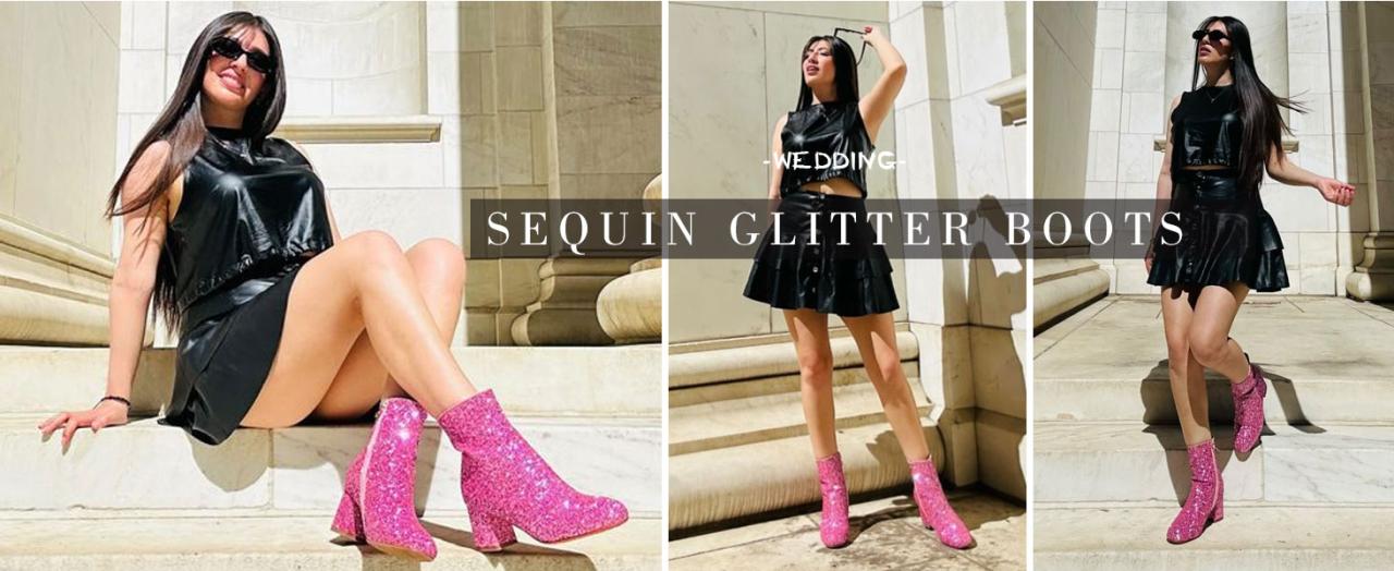 sequin glitter boots