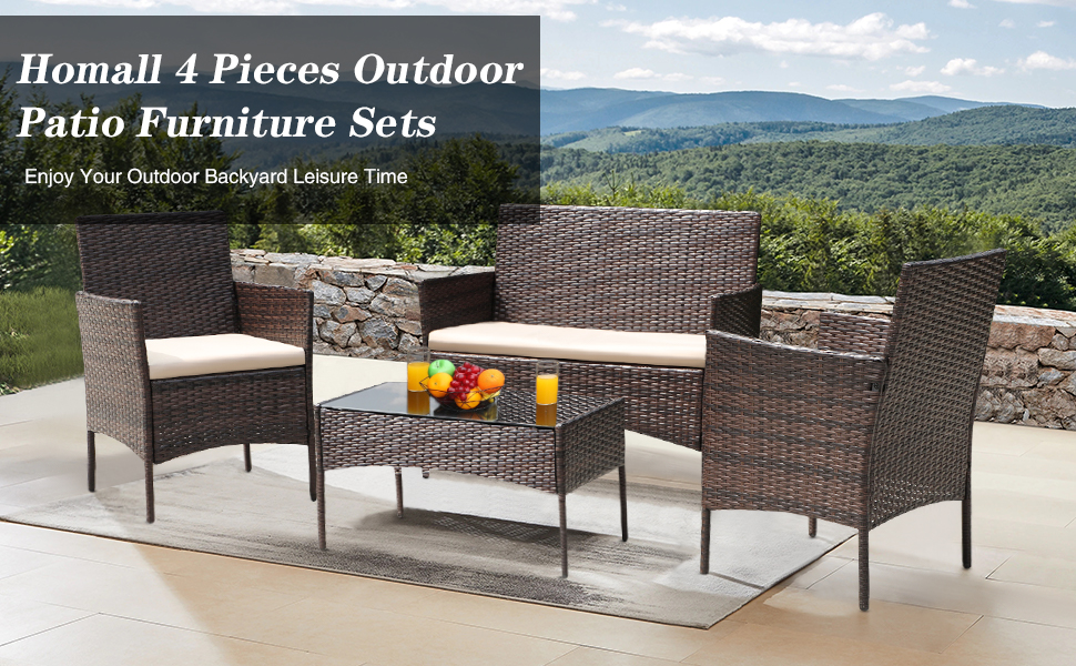 Homall 4 pieces patio set (Beige)