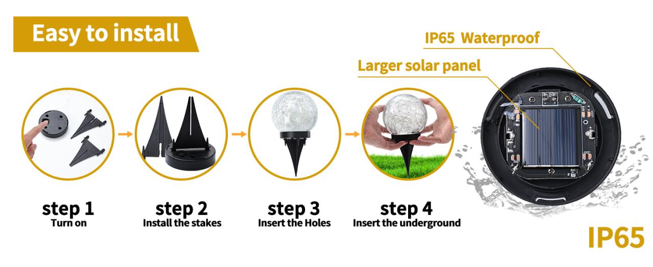 Solar Globe Lights Outdoor Waterproof