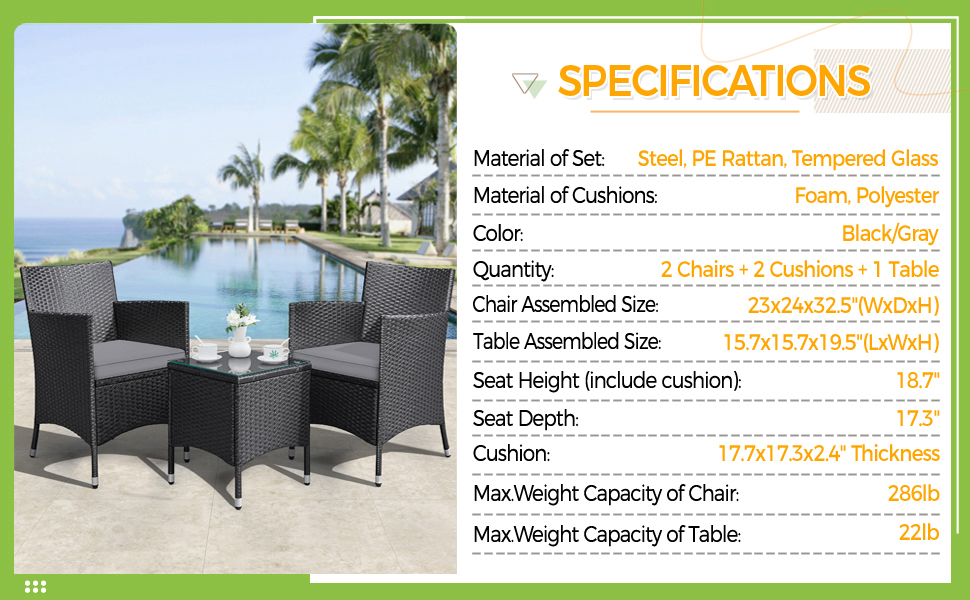 3-Piece Patio Furniture Set