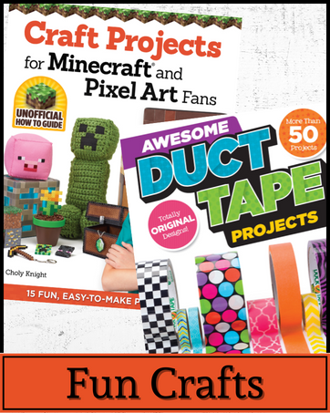 Cover art for Craft Projects for Minecraft and Awesome Duct Tape Projects, and text, 