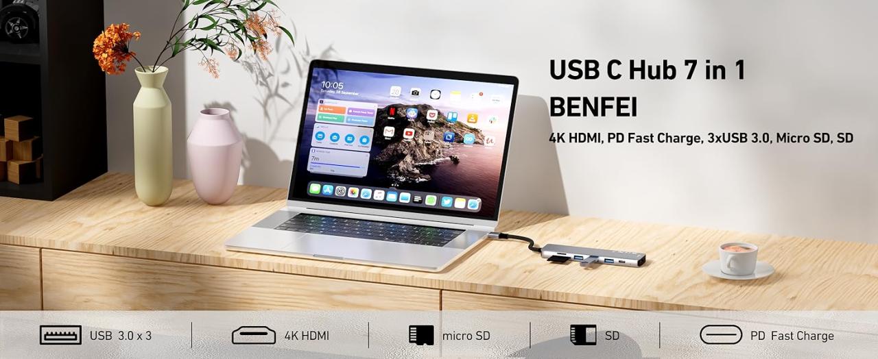 USB C hub 7 in 1