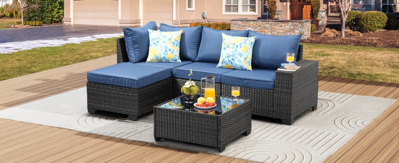 5 piece sofa navy