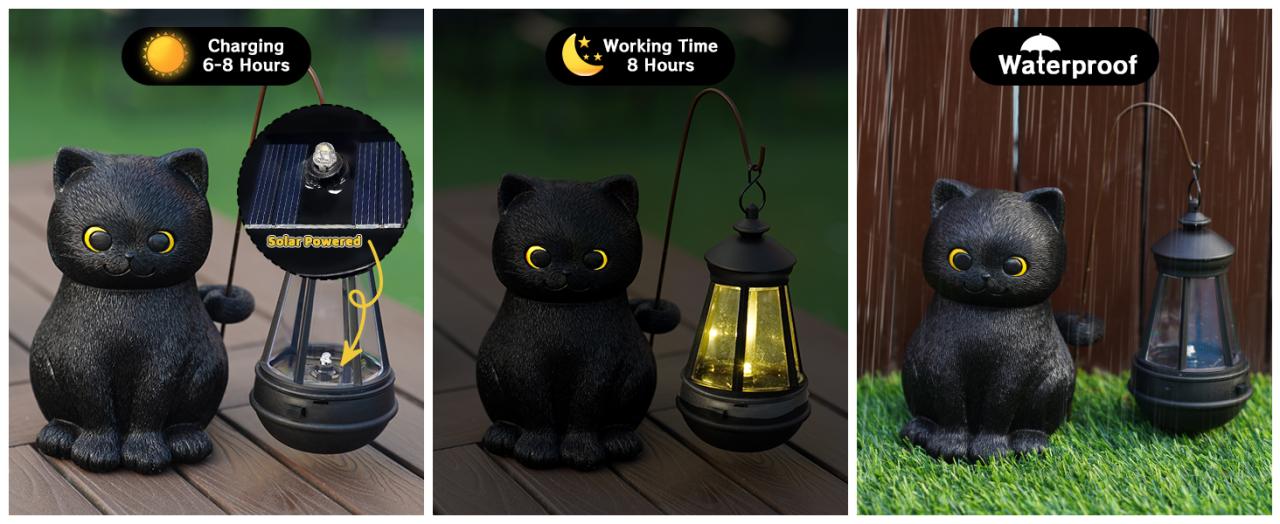 black cat statue light