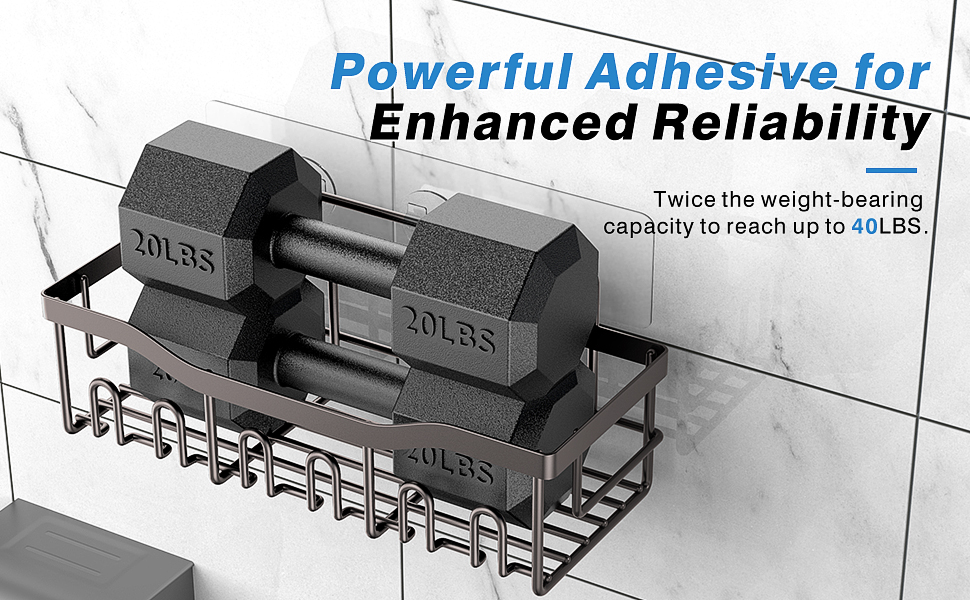 Shower Shelves,Powerful Adhesive for Enhance Reliability,weight-bearing capacity reach up to 40LBS