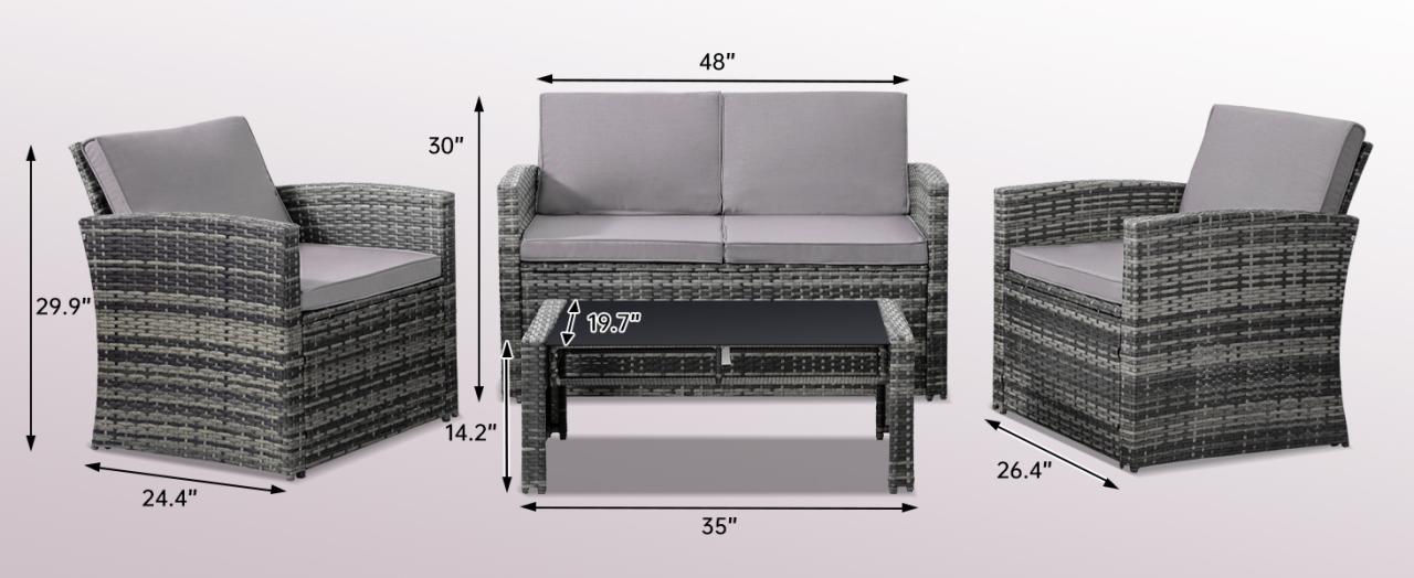 outdoor furniture set patio sectional wicker rattan cushion chair sofa couch table piece table