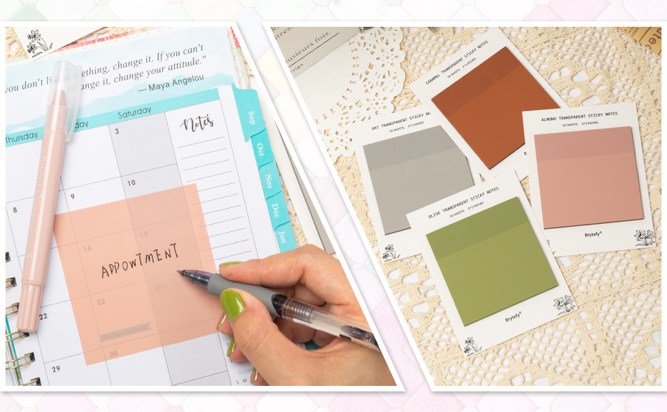 Transparent Sticky Notes Set - Earth Tone