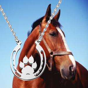 Paw Horseshoe Pendent Necklace Dog Paw Good Luck Charm