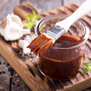 Barbecue Sauce with Baster and ingredients