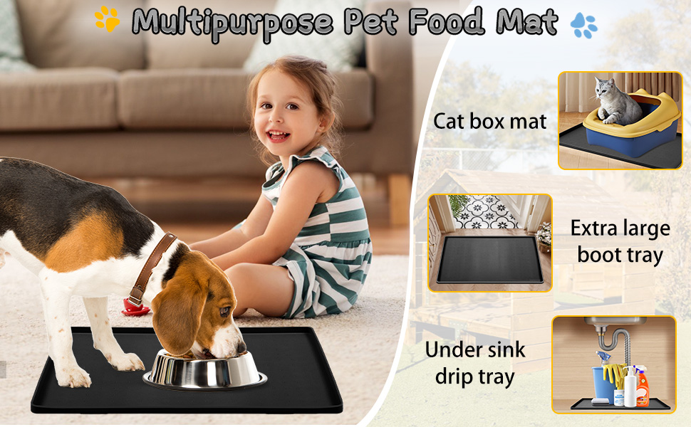 dog eating mat，cat food mats for floor，dog place mats for bowls，pet food tray，trash can mat