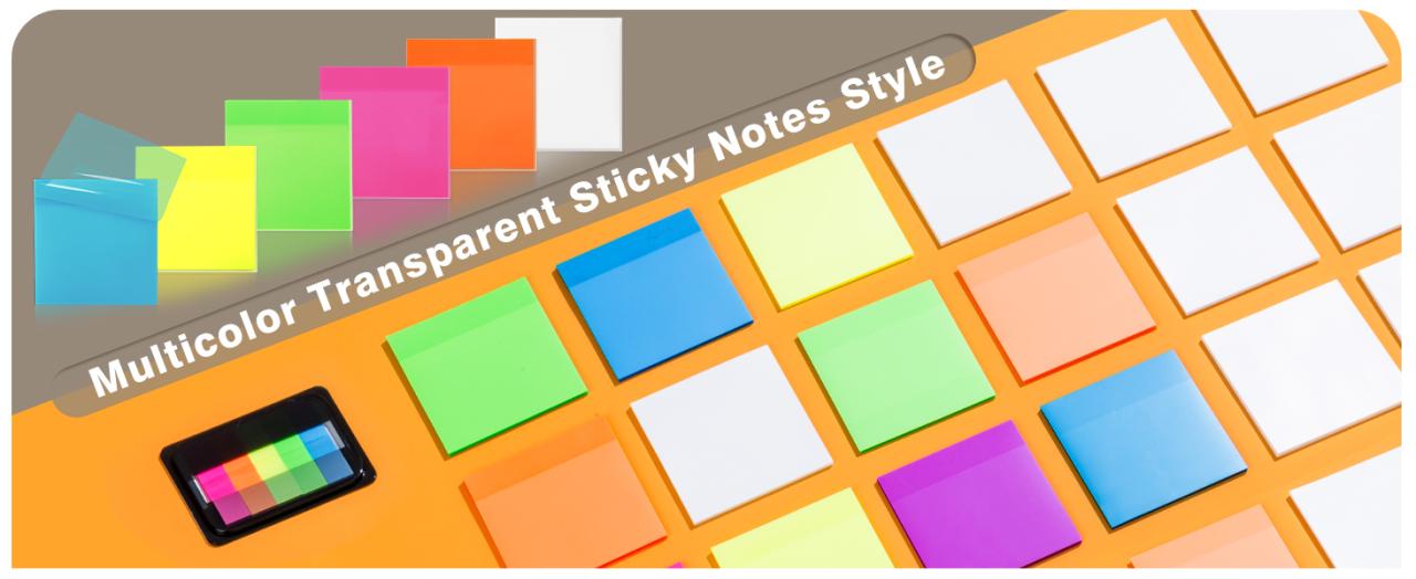  SYMDROMIA 800 Sheets Multicolor Transparent Translucent Clear See Through Sticky Notes 3X3 3X2 Inch