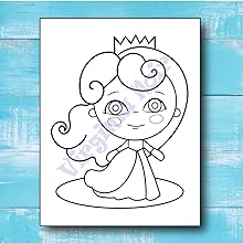 Princesses and Fairies - Large Format Coloring Book for Children from 4 to 8 years old